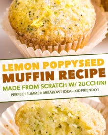 Bakery-style lemon poppy seed muffins that have the most amazingly soft and fluffy texture, and are complete with a crunchy sugary crust on top! Grated zucchini adds nutrition and fun color! #muffins #lemon #poppyseed #bakerystyle #easyrecipe #brunch #breakfast #spring #baking #zucchini