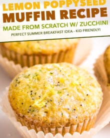 Bakery-style lemon poppy seed muffins that have the most amazingly soft and fluffy texture, and are complete with a crunchy sugary crust on top! Grated zucchini adds nutrition and fun color! #muffins #lemon #poppyseed #bakerystyle #easyrecipe #brunch #breakfast #spring #baking #zucchini
