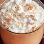 This pumpkin spice hot chocolate is made with white chocolate and real canned pumpkin... and tastes like pumpkin pie in a mug!  Warm up this Fall! #pumpkin #pumpkinspice #hotchocolate #whitechocolate #Fall #falldrink #hotcocoa