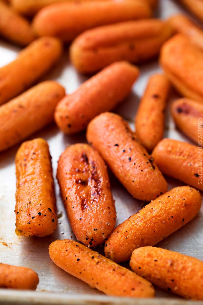 Baby roasted carrots on sheet pan