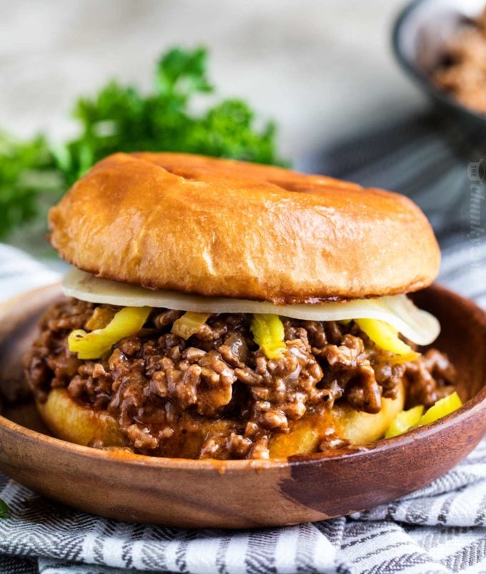 Mississippi roast sloppy joe sandwich on plate