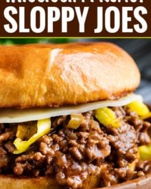 Tangy and savory Mississippi pot roast flavors come together in this quick-cooking sloppy joe recipe!  Perfect for a kid-friendly weeknight meal! #sloppyjoe #mississippiroast