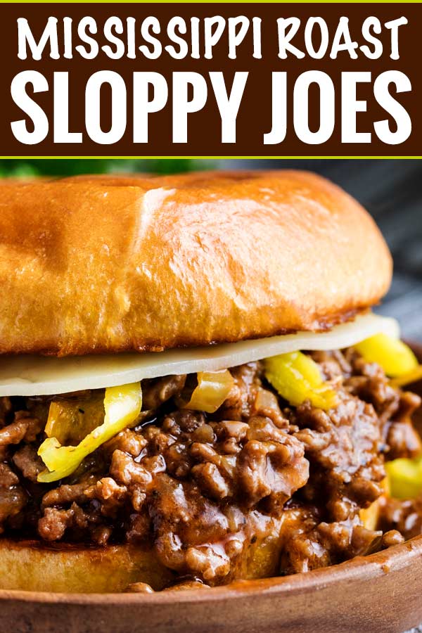 Tangy and savory Mississippi pot roast flavors come together in this quick-cooking sloppy joe recipe!  Perfect for a kid-friendly weeknight meal! #sloppyjoe #mississippiroast