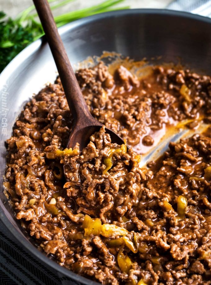 Mississippi pot roast sloppy joes in skillet