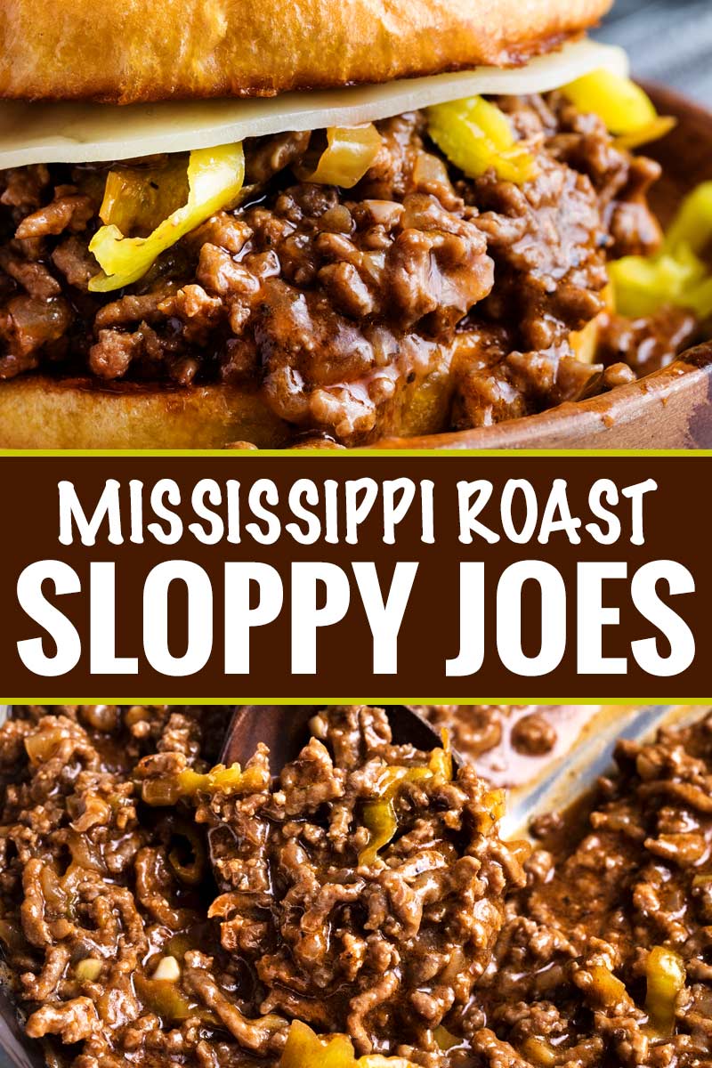 Tangy and savory Mississippi pot roast flavors come together in this quick-cooking sloppy joe recipe!  Perfect for a kid-friendly weeknight meal! #sloppyjoe #mississippiroast