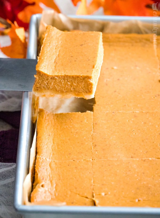 Serving up a slice of pumpkin pie bar