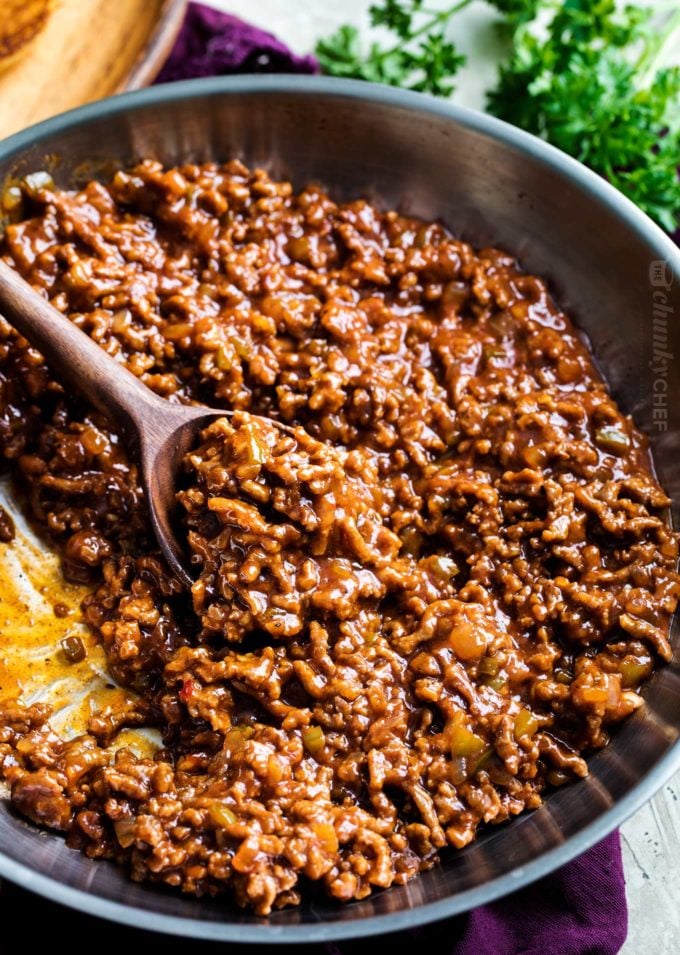 Sloppy joe recipe in skillet