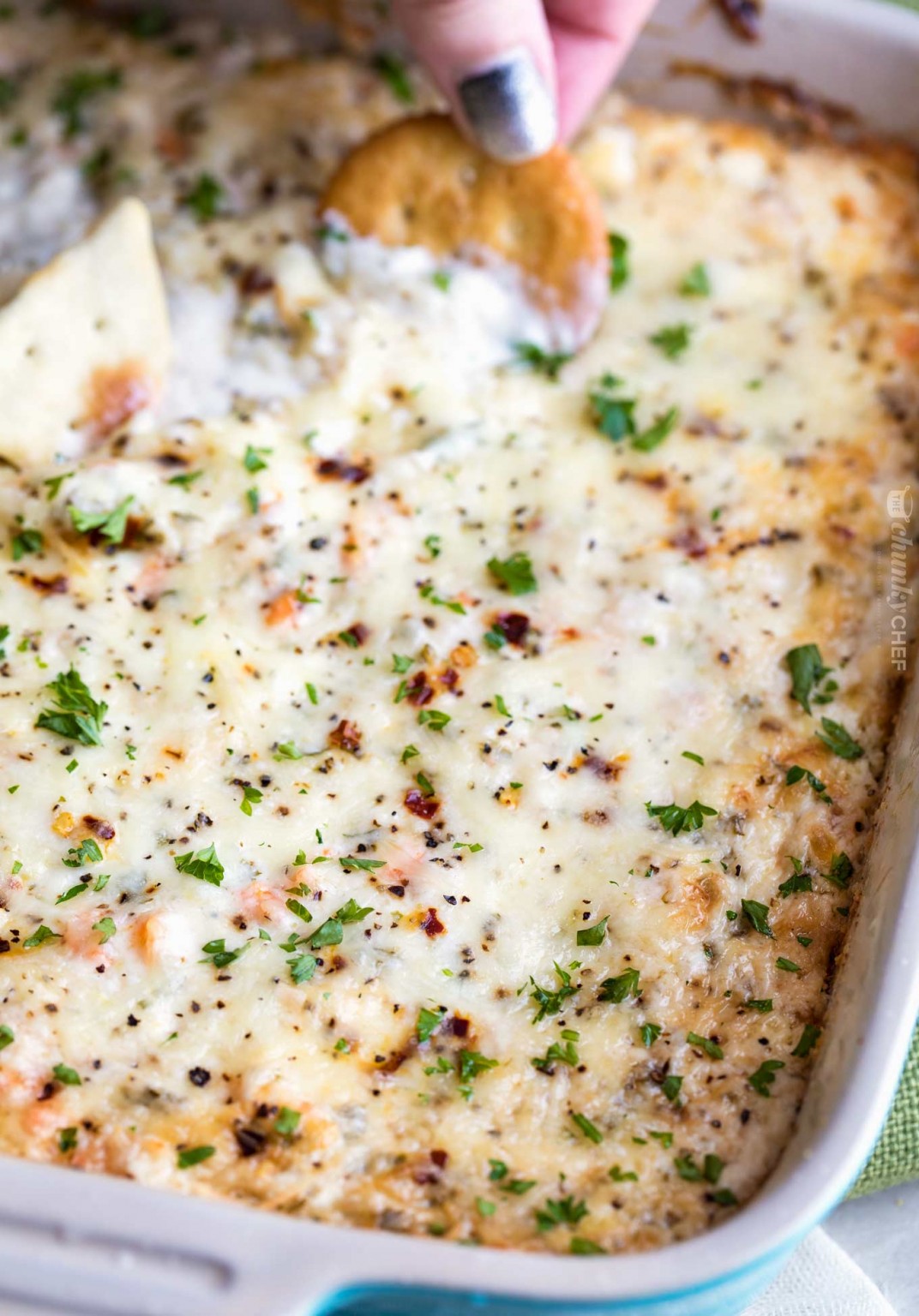 Cheesy Baked Shrimp Dip - The Chunky Chef