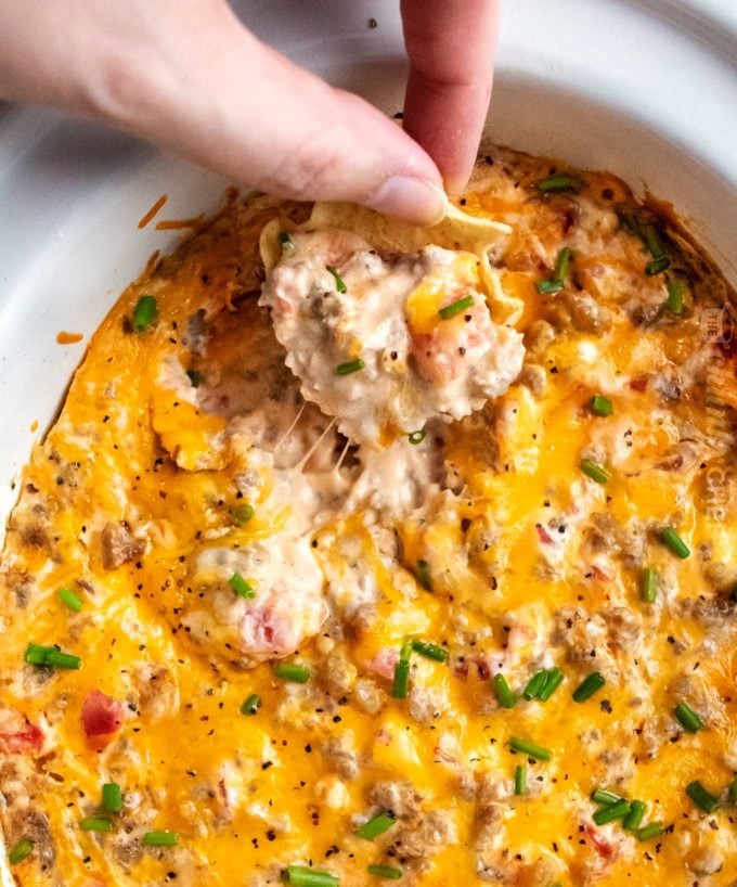 Cheesy Crockpot Sausage Rotel Dip The Chunky Chef,Weeping Willow Tree In Fall