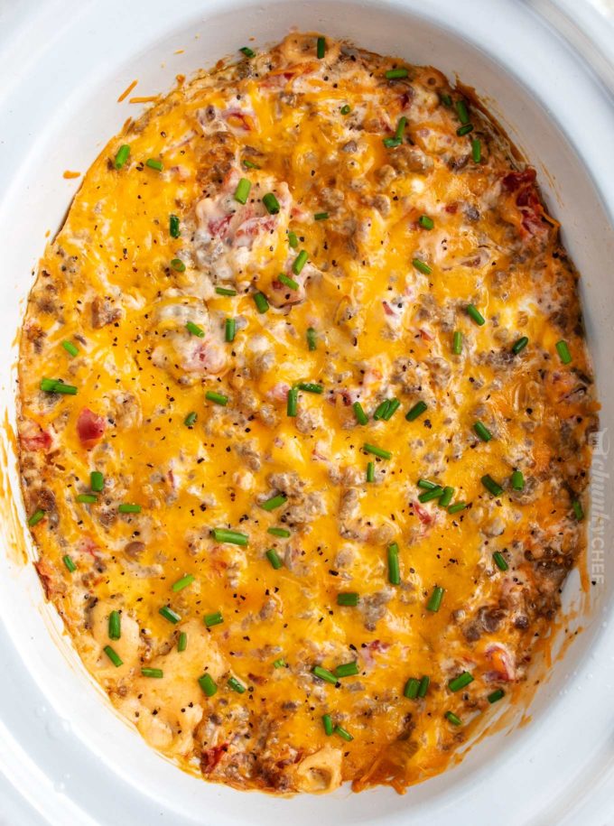 Creamy sausage dip in crockpot