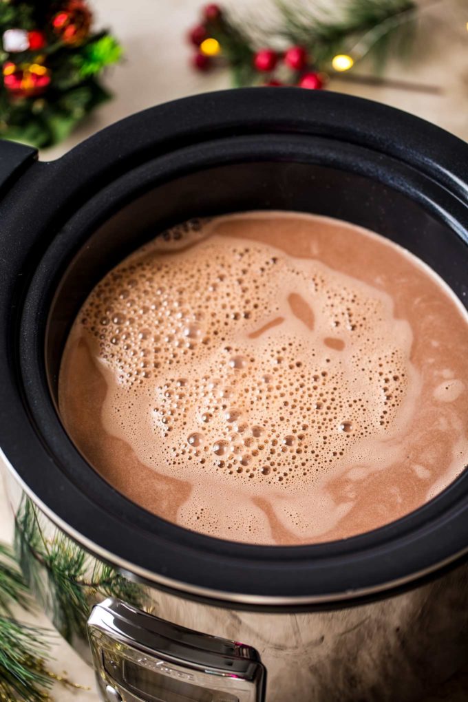Nutella hot chocolate made in the slow cooker or crockpot