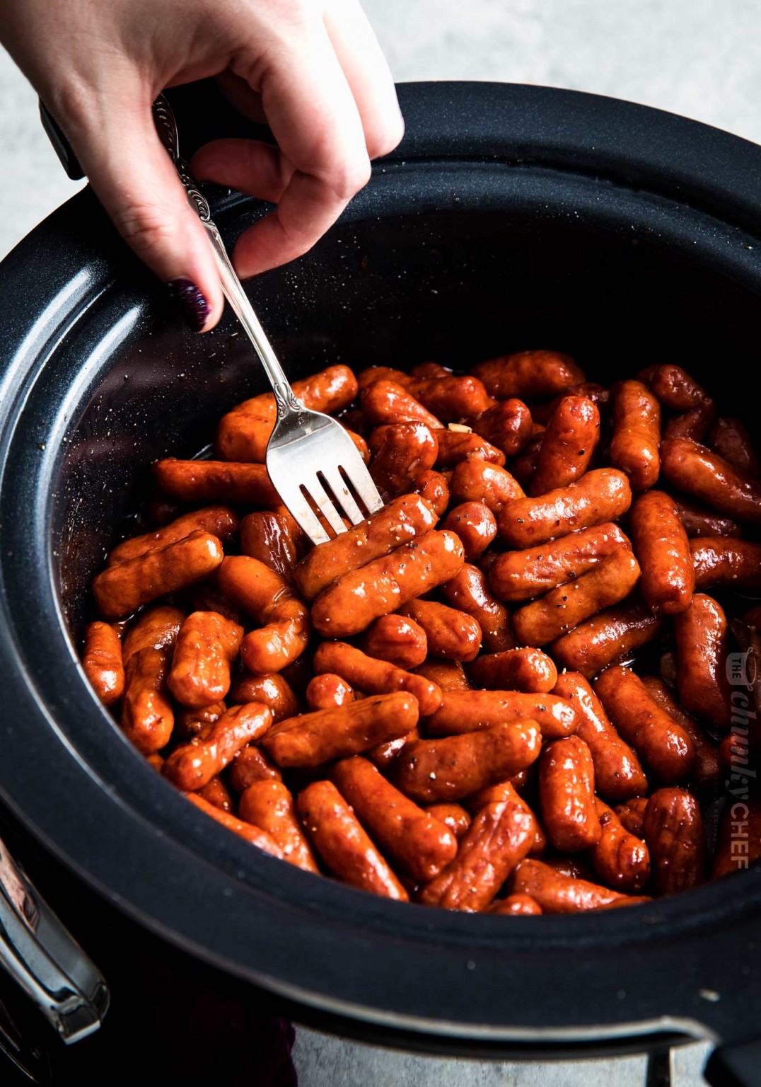 Crockpot BBQ Beer Little Smokies The Chunky Chef