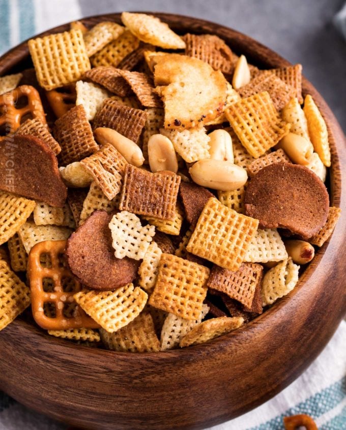 Bowl of bold chex mix recipe