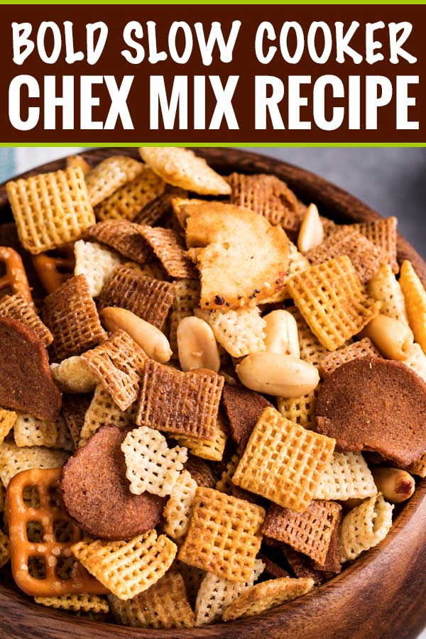 Always a crowd pleaser, this bold and zesty chex mix recipe is made SO simply, right in the crockpot!  Great for any party, and easy to customize! #chexmix #party #snackrecipe #partyfood #bold #chex #slowcooker #crockpot #easyrecipe #homemade