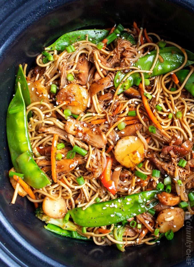 Chicken lo mein in crockpot