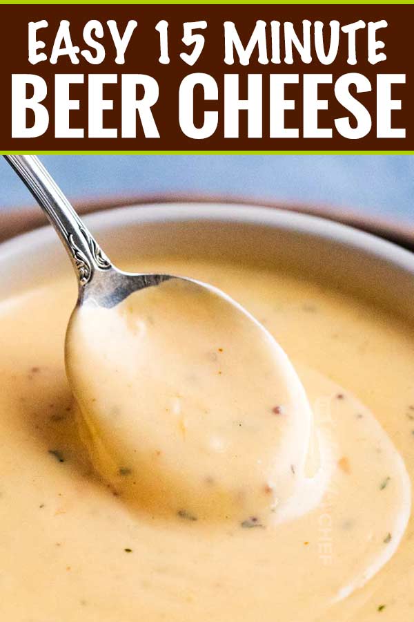 Just like the beer cheese from your favorite pub, this easy beer cheese sauce is made in 15 minutes or less, and PERFECT for dipping or topping your favorite foods! #beer #cheese #beercheese #appetizer #party #dip #sauce #gameday #easyrecipe