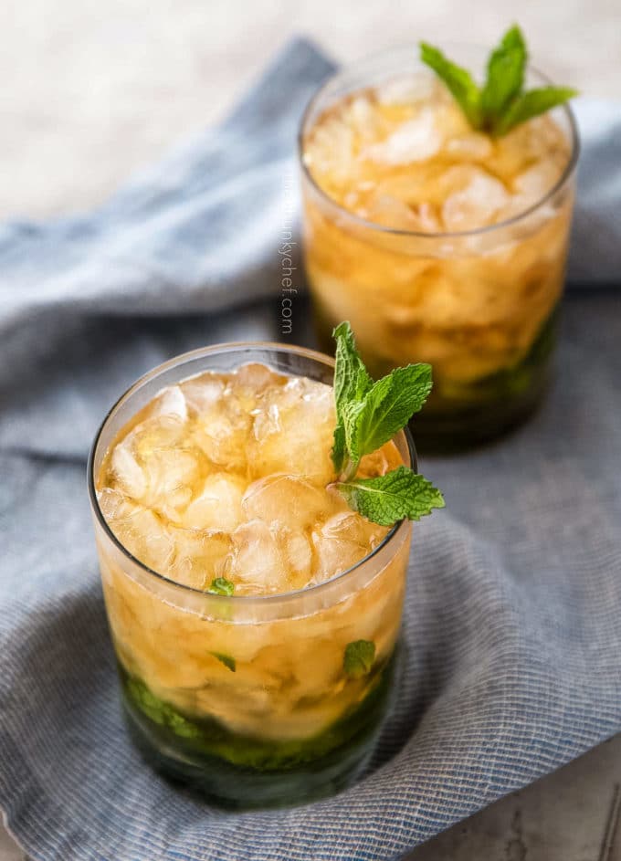 two glasses with bourbon cocktail