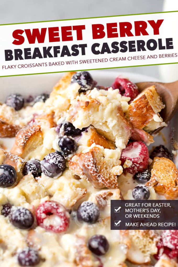 Whip up this sweet croissant breakfast casserole the night before, let it sit overnight, then bake it to crispy yet creamy perfection. Drizzle it with vanilla bean glaze and prepare to fall in love! #holiday #breakfast #easter #mothersday #overnight #breakfastbake #croissant #breakfastrecipe #easyrecipe #makeahead