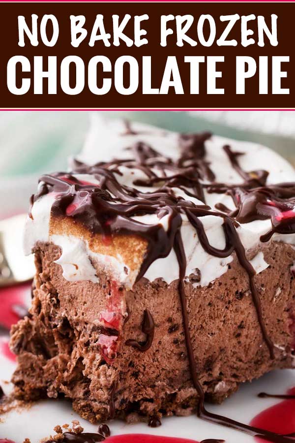 Time to cool down with a big slice of this sweet buttermilk chocolate icebox pie!  Simple ingredients and about 5 minutes is all you need to whip this no-bake pie together! | #nobake #dessert #iceboxpie #chocolate #summer #dessertrecipe #easyrecipe #pies #frozen