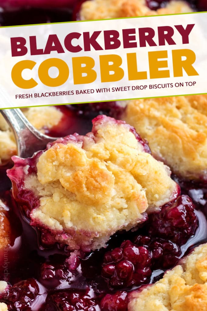 This easy summer Blackberry Cobbler is made with fresh berries and a sweet biscuit-like topping! Top with ice cream and enjoy! #cobbler #dessert #easyrecipe #blackberry #summerrecipe #berries #homemade #baking #berry