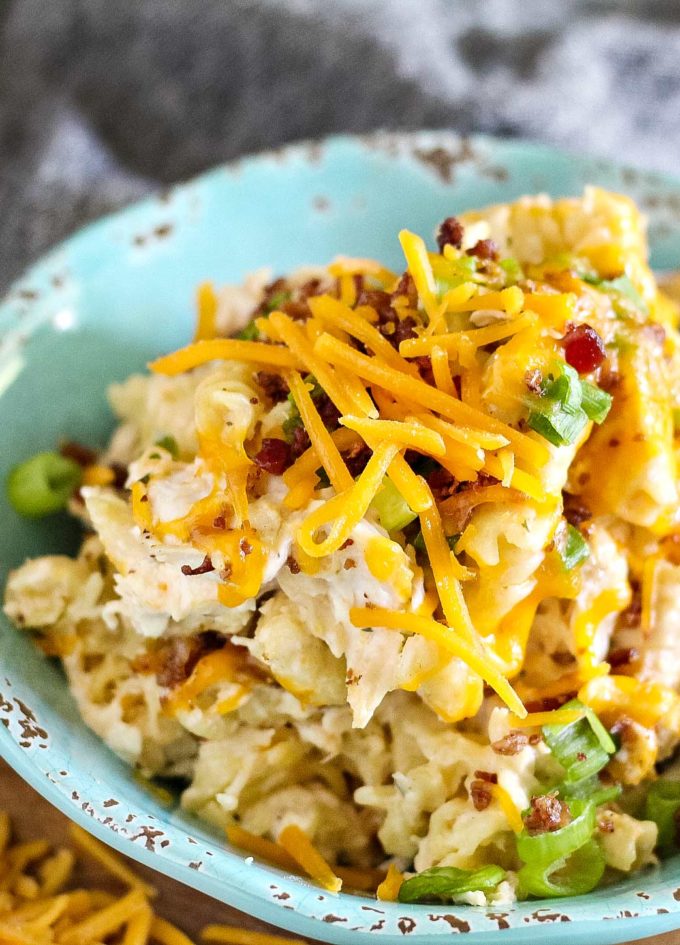 Crockpot Crack Chicken Pasta - incredibly easy comfort food meal that the entire family will love!  Great for busy weeknights, meal prep, or back-to-school! #crackchicken #pasta #crockpot #slowcooker #instantpot #chickenpasta #weeknight #easyrecipe #dinner