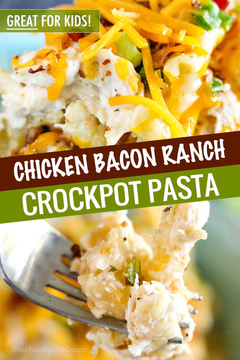 Crockpot Crack Chicken Pasta - incredibly easy comfort food meal that the entire family will love!  Great for busy weeknights, meal prep, or back-to-school! #crackchicken #pasta #crockpot #slowcooker #instantpot #chickenpasta #weeknight #easyrecipe #dinner