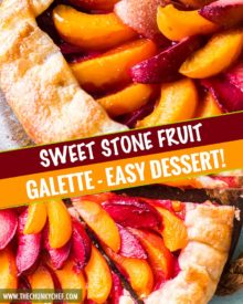 Every bit as mouthwatering as fruit pie, this stone fruit galette is a fuss-free way to enjoy the freshest seasonal fruits!  Tender pie crust envelopes a mixture of plums, apricots and sugar, and is perfect topped with a scoop of frosty vanilla ice cream! #pie #galette #dessert #easyrecipe #fruit #plum #piecrust