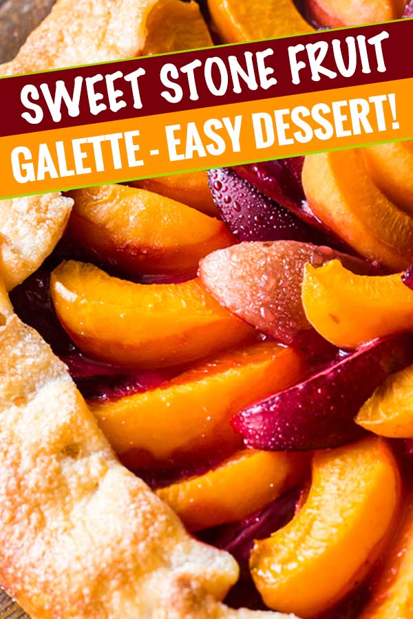 Every bit as mouthwatering as fruit pie, this stone fruit galette is a fuss-free way to enjoy the freshest seasonal fruits!  Tender pie crust envelopes a mixture of plums, apricots and sugar, and is perfect topped with a scoop of frosty vanilla ice cream! #pie #galette #dessert #easyrecipe #fruit #plum #piecrust