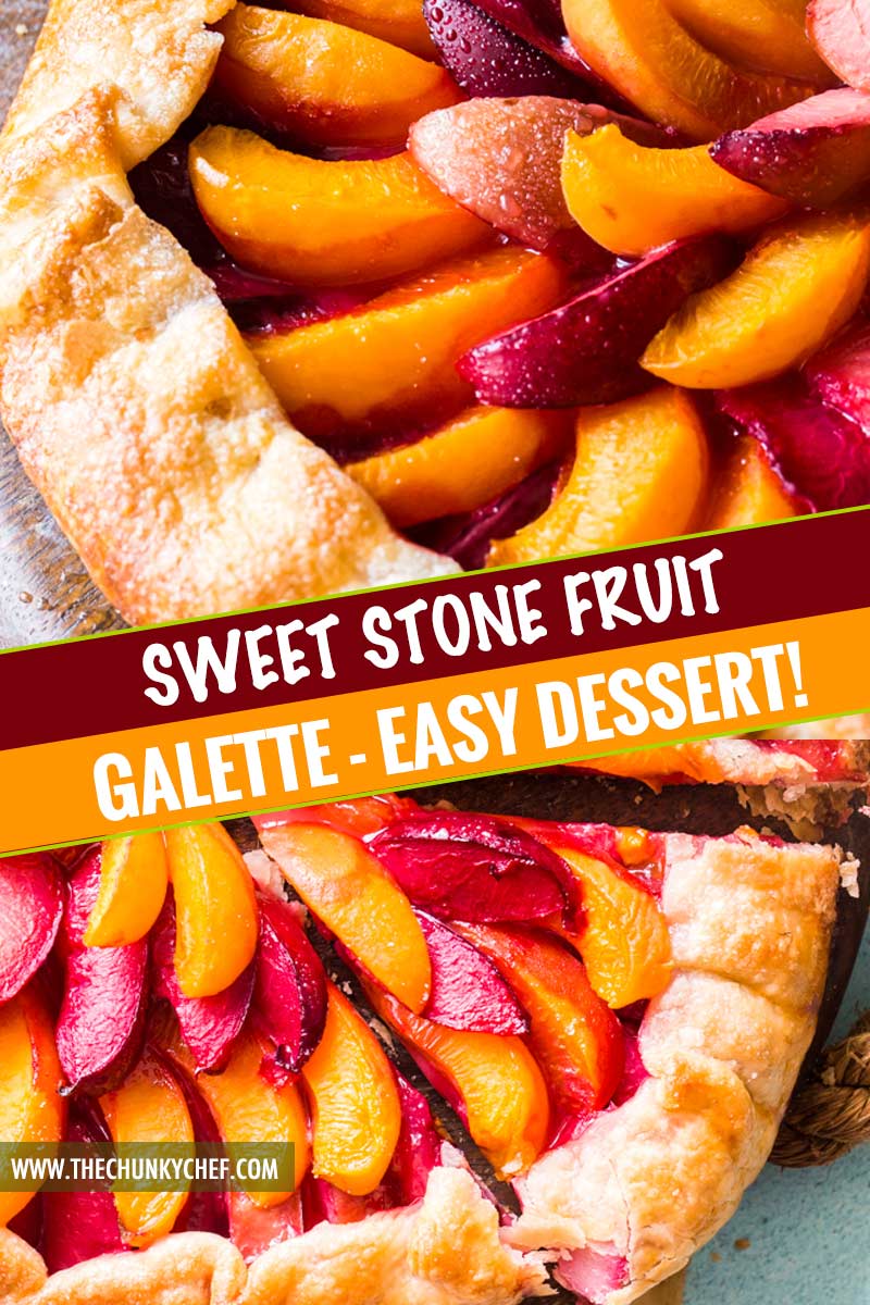 Every bit as mouthwatering as fruit pie, this stone fruit galette is a fuss-free way to enjoy the freshest seasonal fruits!  Tender pie crust envelopes a mixture of plums, apricots and sugar, and is perfect topped with a scoop of frosty vanilla ice cream! #pie #galette #dessert #easyrecipe #fruit #plum #piecrust