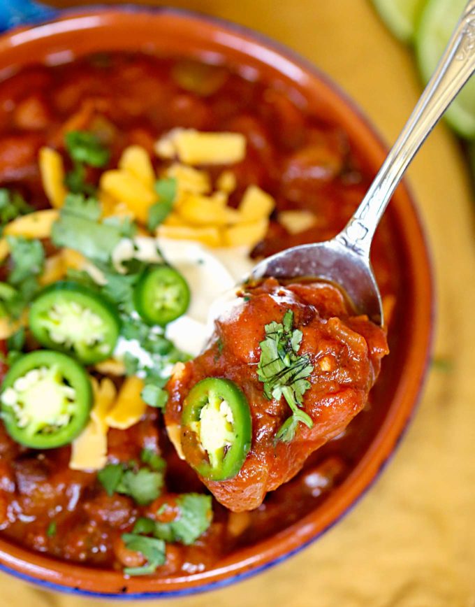 Spoonful of vegetarian chili