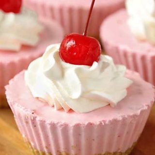 Rich and easy to make, this individual no-bake cherry cheesecake recipe is perfect for beginners and experts alike. Just 8 simple, common ingredients, and about 10 minutes of hands-on work! #cheesecake #nobake #dessert #cherry #minidessert #individualdessert #party #easydessert