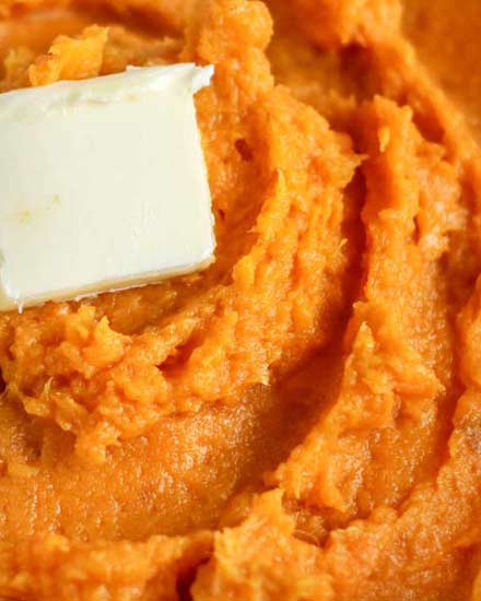 Ultra creamy mashed sweet potatoes (made sweet or savory), perfect for the holidays and made with just 3-4 ingredients!  Great to make ahead too! #sweetpotato #mashed #sweetpotatoes #thanksgiving #holiday #sidedish #easyrecipe #makeahead