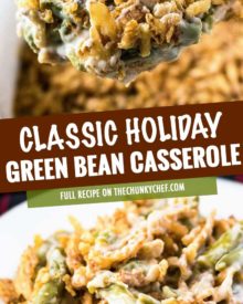 This green bean casserole is the classic holiday side dish everyone wants to see on the Thanksgiving table! Comforting, and SO easy to make... plus it's great to make ahead of time, making your holiday less stressful! #greenbean #casserole #Thanksgiving #sidedish #holiday #makeahead #easyrecipe