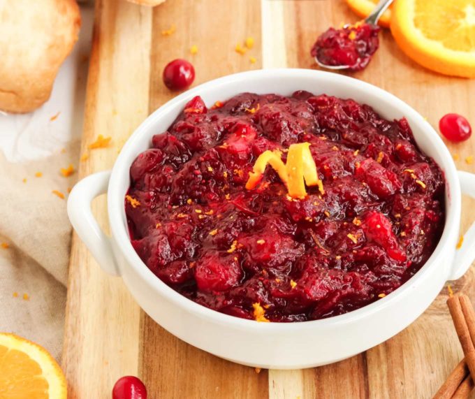 Bowl of orange cranberry sauce