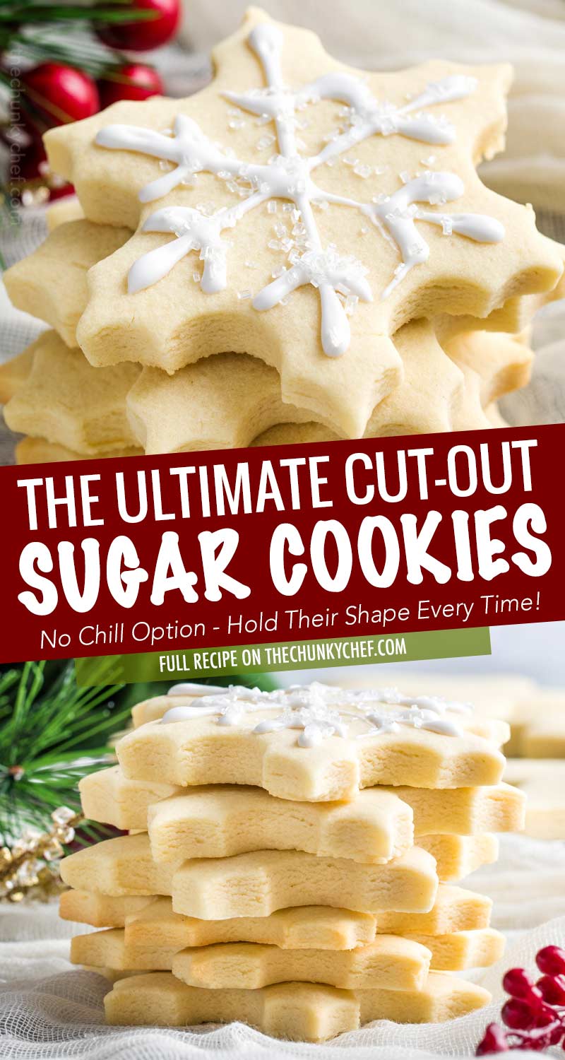 These cut out sugar cookies are delicious, have slightly crispy edges and soft centers, keep their shape, and they have perfect edges every single time!  The only sugar cookie recipe you'll need! #sugarcookie #cutoutcookies #dessert #easyrecipe #makeahead #christmascookie #christmas #holiday #baking