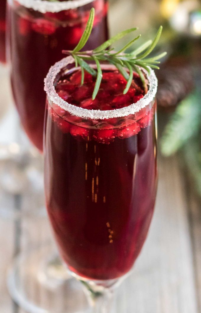 Close up of pomegranate mimosas