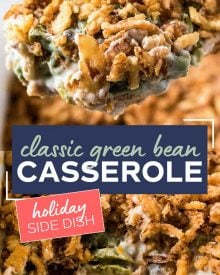 This green bean casserole is the classic holiday side dish everyone wants to see on the Thanksgiving table! Comforting, and SO easy to make... plus it's great to make ahead of time, making your holiday less stressful! #greenbean #casserole #Thanksgiving #sidedish #holiday #makeahead #easyrecipe