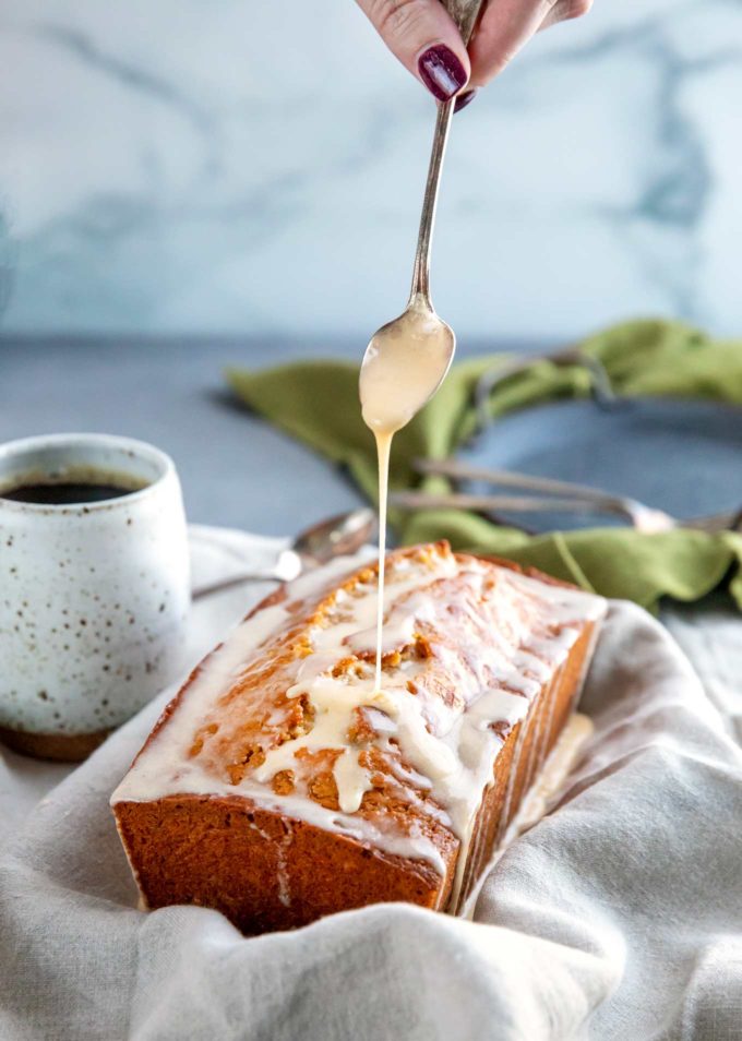 Glazing eggnog bread