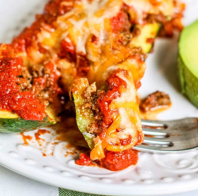 Bite of enchilada zucchini boats