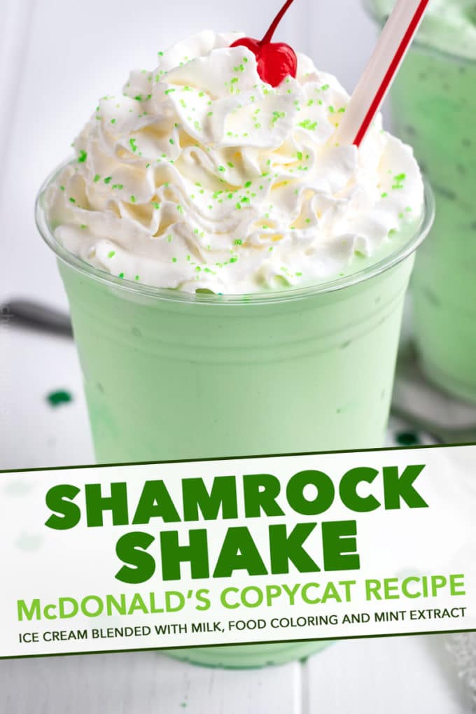 This Copycat Shamrock Shake is the homemade version of the McDonald's St. Patrick's Day milkshake.  Made with just 6 ingredients, you can have this minty treat in about 5 minutes... any time you want! #milkshake #mint #mcdonalds #icecream #copycat #easyrecipe #dessert #stpatricksday #stpattysday #irish