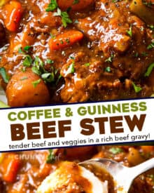 This Guinness beef stew is the only comfort food you’ll need this winter! Rich gravy-like sauce, tender veggies and beef that literally melts in your mouth!