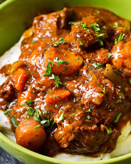 This Guinness beef stew is the only comfort food you’ll need this winter! Rich gravy-like sauce, tender veggies and beef that literally melts in your mouth!