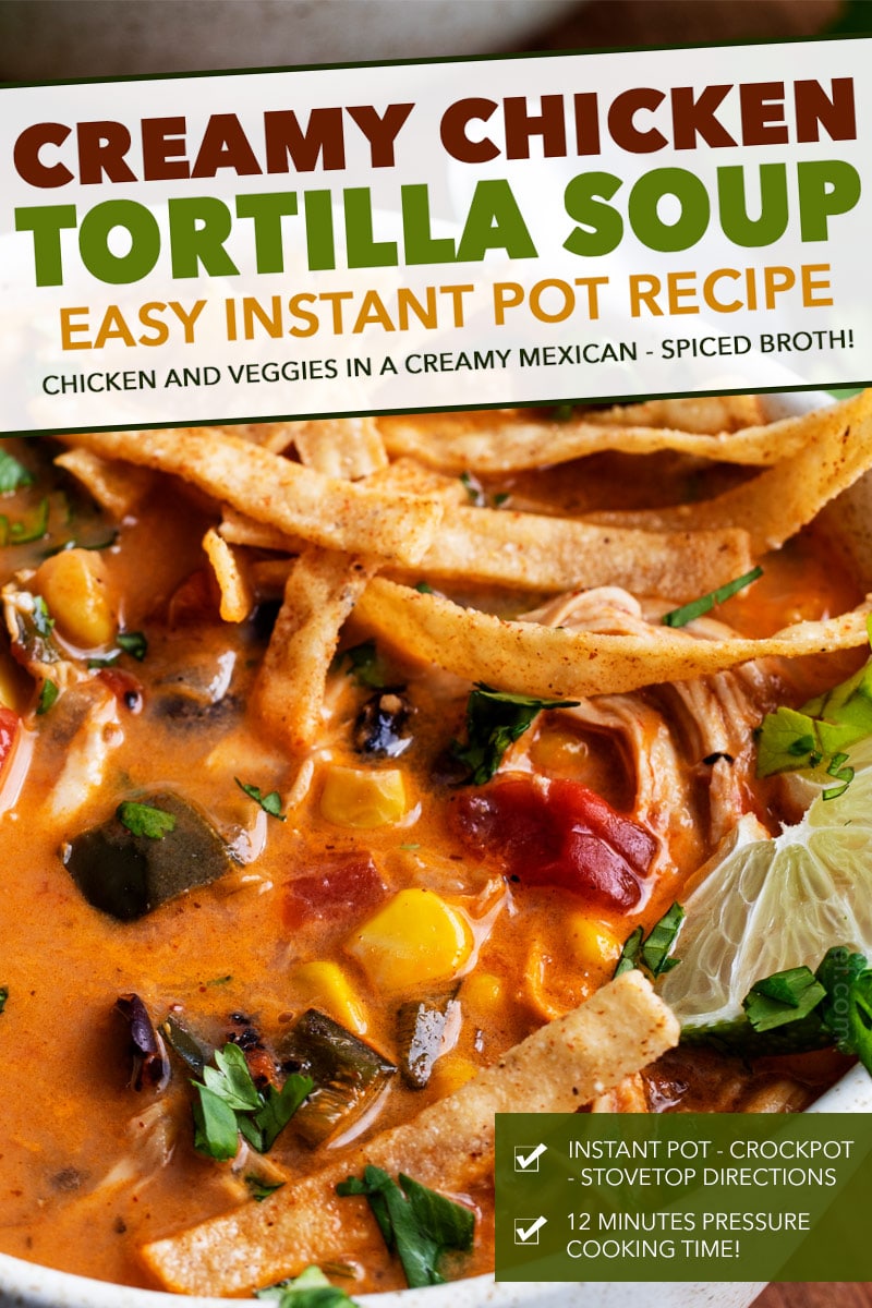 Creamy Chicken Tortilla Soup (Instant Pot Recipe) The Chunky Chef