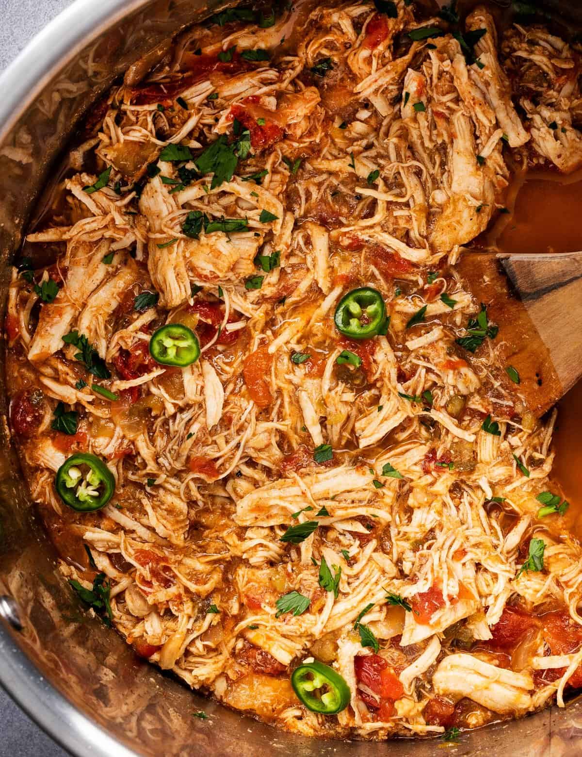 Instant Pot Salsa Shredded Chicken (so versatile!) - The Chunky Chef