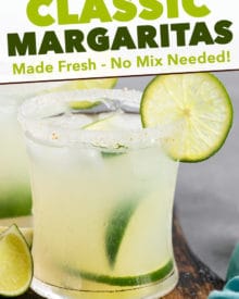 Homemade Classic Margarita recipe using just 4 simple ingredients.  You'll want to ditch that bottle of mix in no time.  This tequila cocktail is the perfect summer drink! #margaritas #tequila #lime #fresh #drink #cocktail #summer #cincodemayo