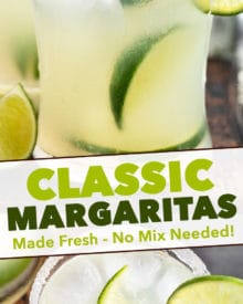 Homemade Classic Margarita recipe using just 4 simple ingredients.  You'll want to ditch that bottle of mix in no time.  This tequila cocktail is the perfect summer drink! #margaritas #tequila #lime #fresh #drink #cocktail #summer #cincodemayo