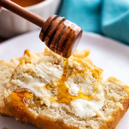 Beer bread with butter and honey
