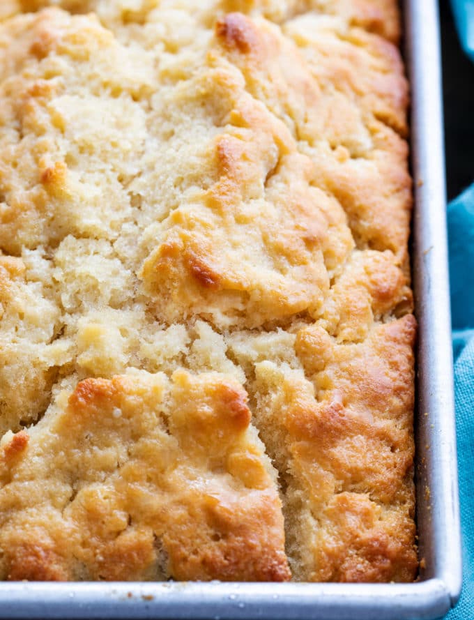 Beer bread with honey in loaf pan