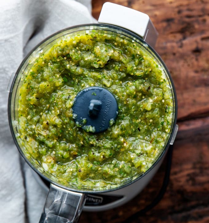 Roasted salsa verde in food processor