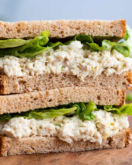 This copycat chicken salad is creamy, savory, a little sweet, and perfect for piling up on some toasted wheat bread sandwiches! #chickensalad #chicken #chickfila #copycat #copycatrecipe #easyrecipe #nocook #lunch #dinner